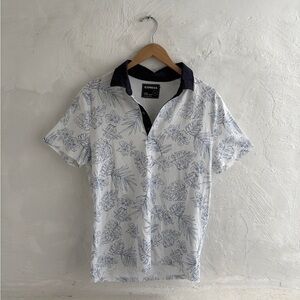 Men’s large Express botanical-printed polo shirt